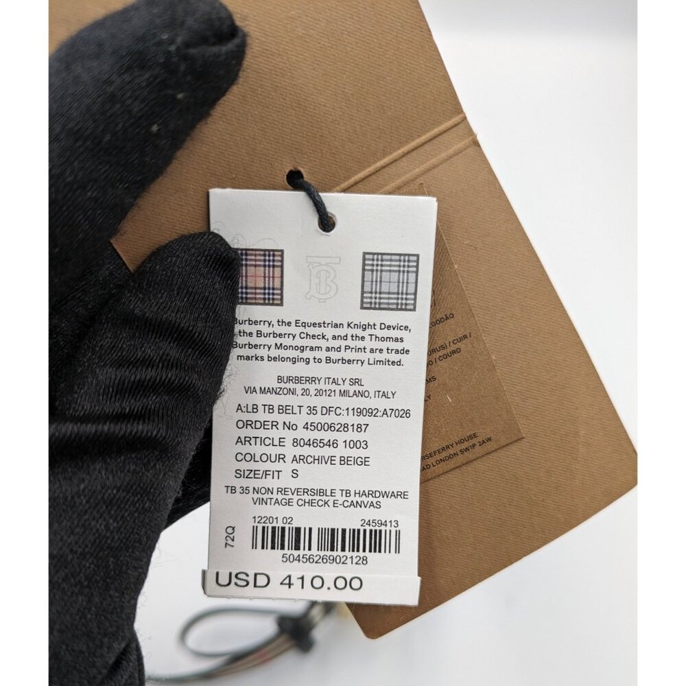 Burberry Unisex TB Check Belt Archive Beige S - Picture 9 of 12